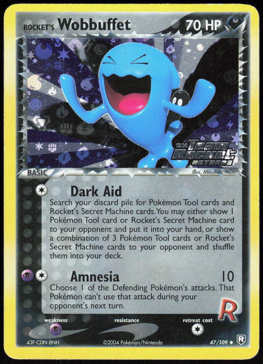 Rocket's Wobbuffet 47/109 Uncommon Team Rocket Returns Pokemon Reverse Holo MP